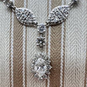 14Kt White Gold, Diamond Necklace on an 18-inch cable link adjustable chain